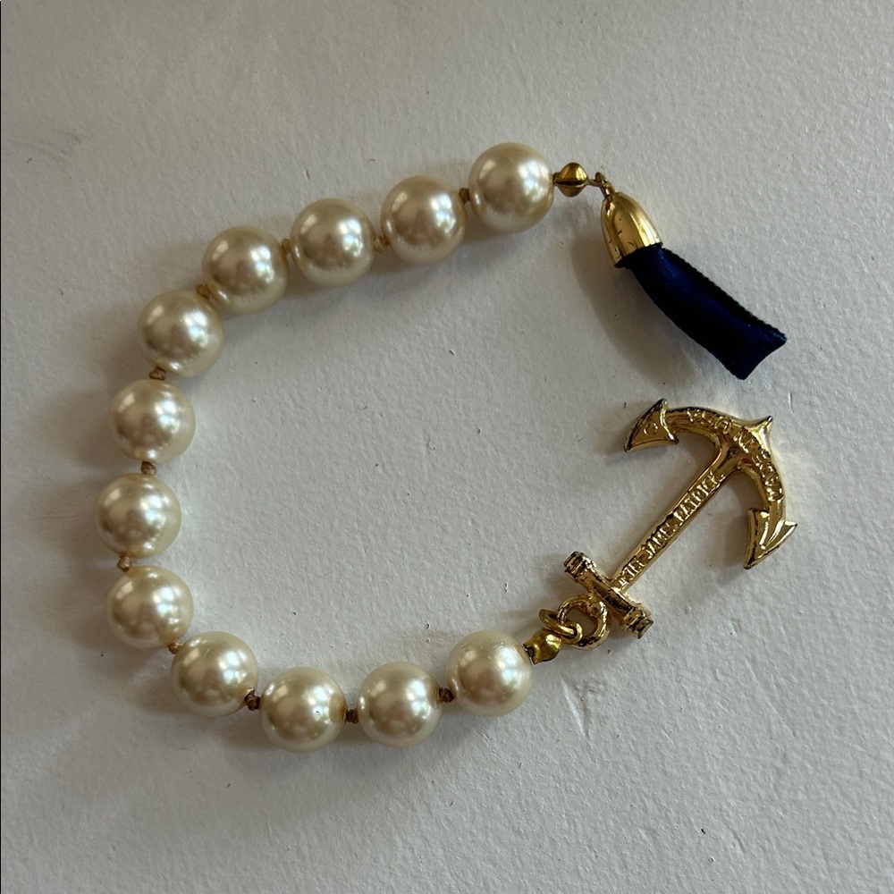 Kiel James Patrick Gold Anchor and Pearl Bracelet